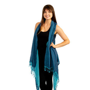 2-Tone Blue Sleeveless Cotton Kimono